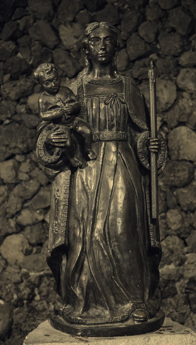 Bronze copy of the original Virgen de la Candelaria in the Achbinico cave Chaxiraxi